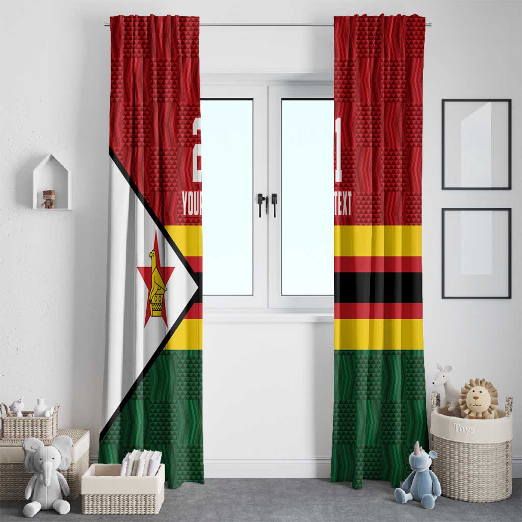 Custom Africa Cricket Zimbabwe Window Curtain Zimbabwean Pattern Flag Motif - African Pride
