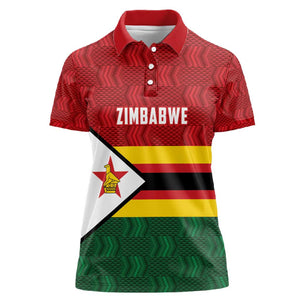 Custom Africa Cricket Zimbabwe Women Polo Shirt Zimbabwean Pattern Flag Motif - African Pride