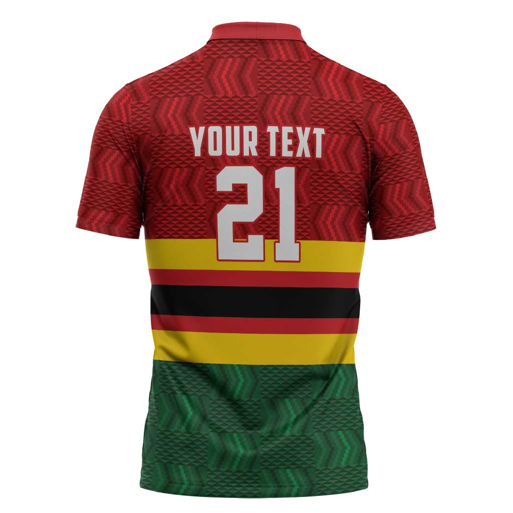 Custom Africa Cricket Zimbabwe Zipper Polo Shirt Zimbabwean Pattern Flag Motif