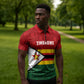 Custom Africa Cricket Zimbabwe Zipper Polo Shirt Zimbabwean Pattern Flag Motif
