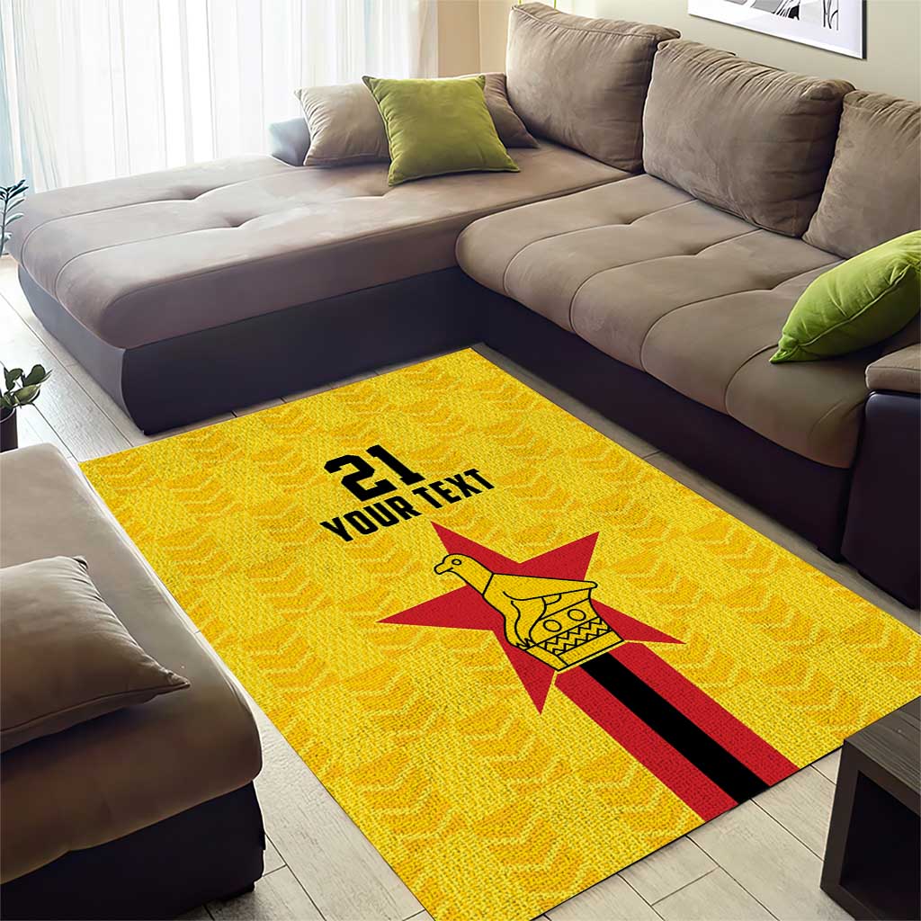 Custom Africa Football Zimbabwe Area Rug The Warriors with Zimbabwe Bird - African Pride
