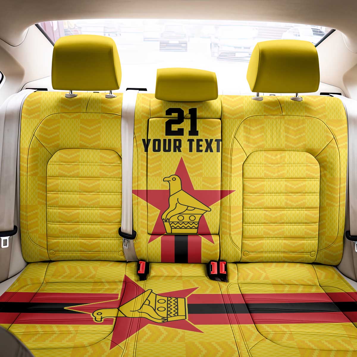 Custom Africa Football Zimbabwe Back Car Seat Cover The Warriors with Zimbabwe Bird - African Pride