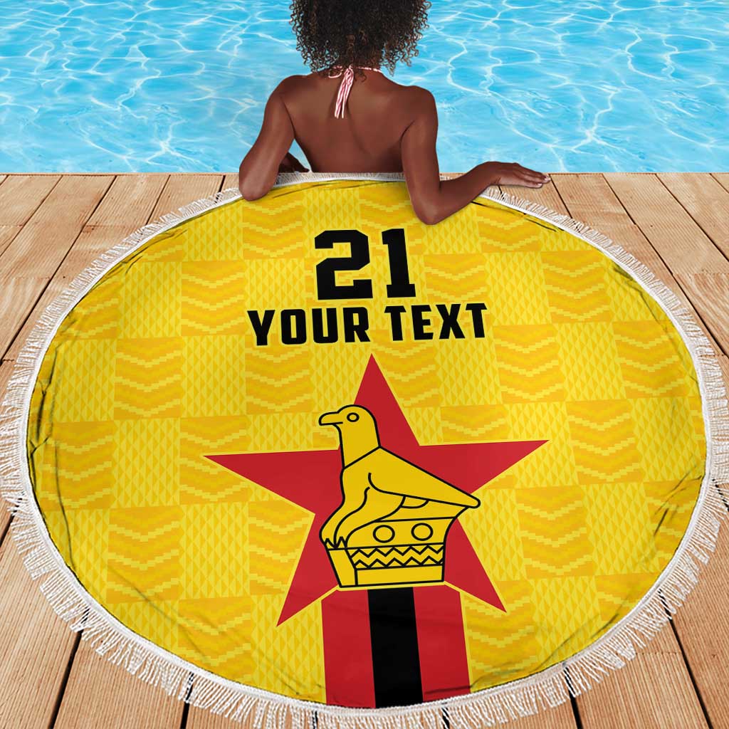 Custom Africa Football Zimbabwe Beach Blanket The Warriors with Zimbabwe Bird - African Pride