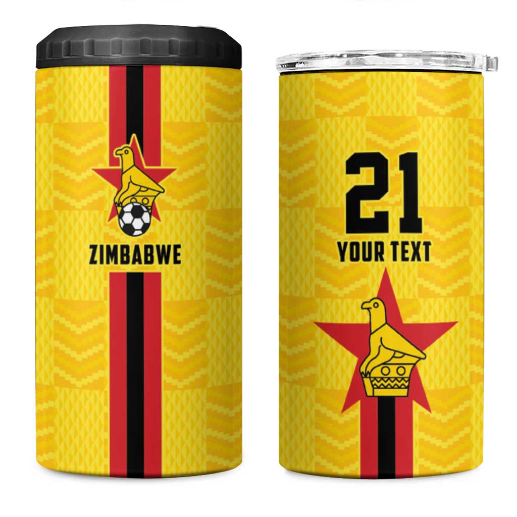 Custom Africa Football Zimbabwe 4 in 1 Can Cooler Tumbler The Warriors with Zimbabwe Bird - African Pride