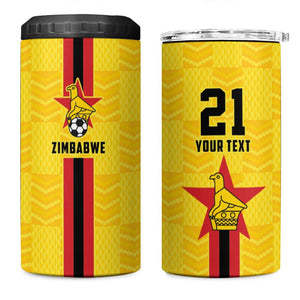 Custom Africa Football Zimbabwe 4 in 1 Can Cooler Tumbler The Warriors with Zimbabwe Bird - African Pride