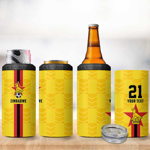Custom Africa Football Zimbabwe 4 in 1 Can Cooler Tumbler The Warriors with Zimbabwe Bird - African Pride