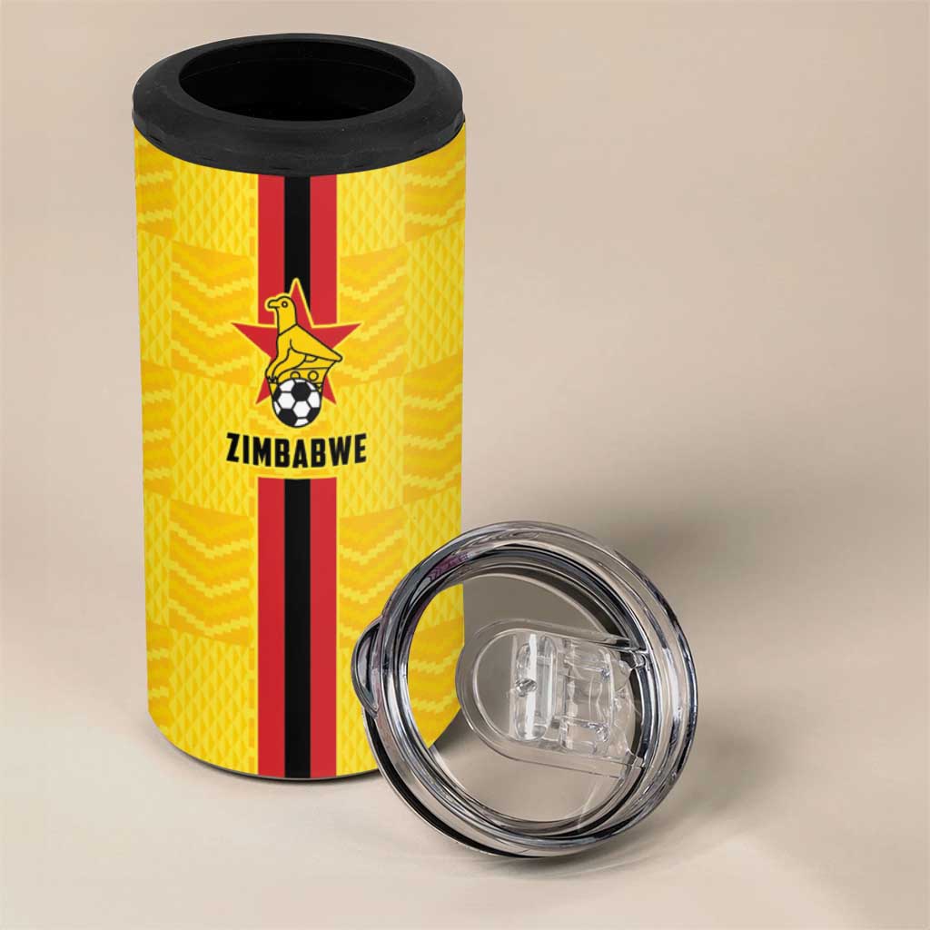 Custom Africa Football Zimbabwe 4 in 1 Can Cooler Tumbler The Warriors with Zimbabwe Bird - African Pride