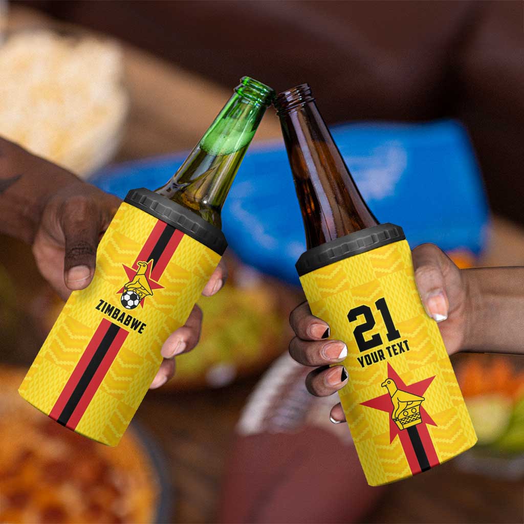 Custom Africa Football Zimbabwe 4 in 1 Can Cooler Tumbler The Warriors with Zimbabwe Bird - African Pride
