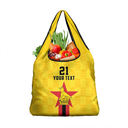 Custom Africa Football Zimbabwe Grocery Bag The Warriors with Zimbabwe Bird - African Pride