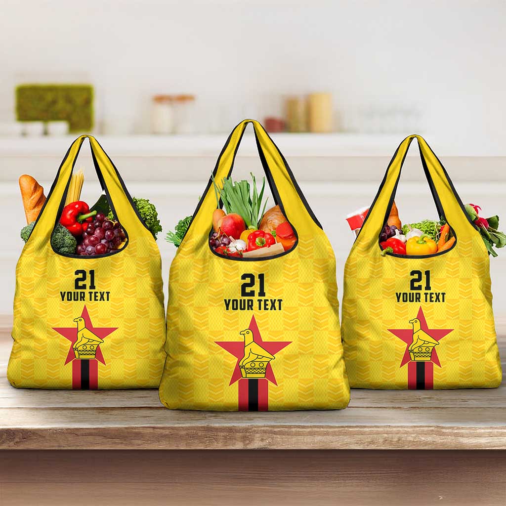Custom Africa Football Zimbabwe Grocery Bag The Warriors with Zimbabwe Bird - African Pride