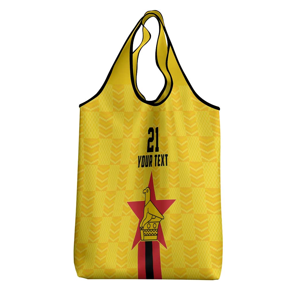 Custom Africa Football Zimbabwe Grocery Bag The Warriors with Zimbabwe Bird - African Pride