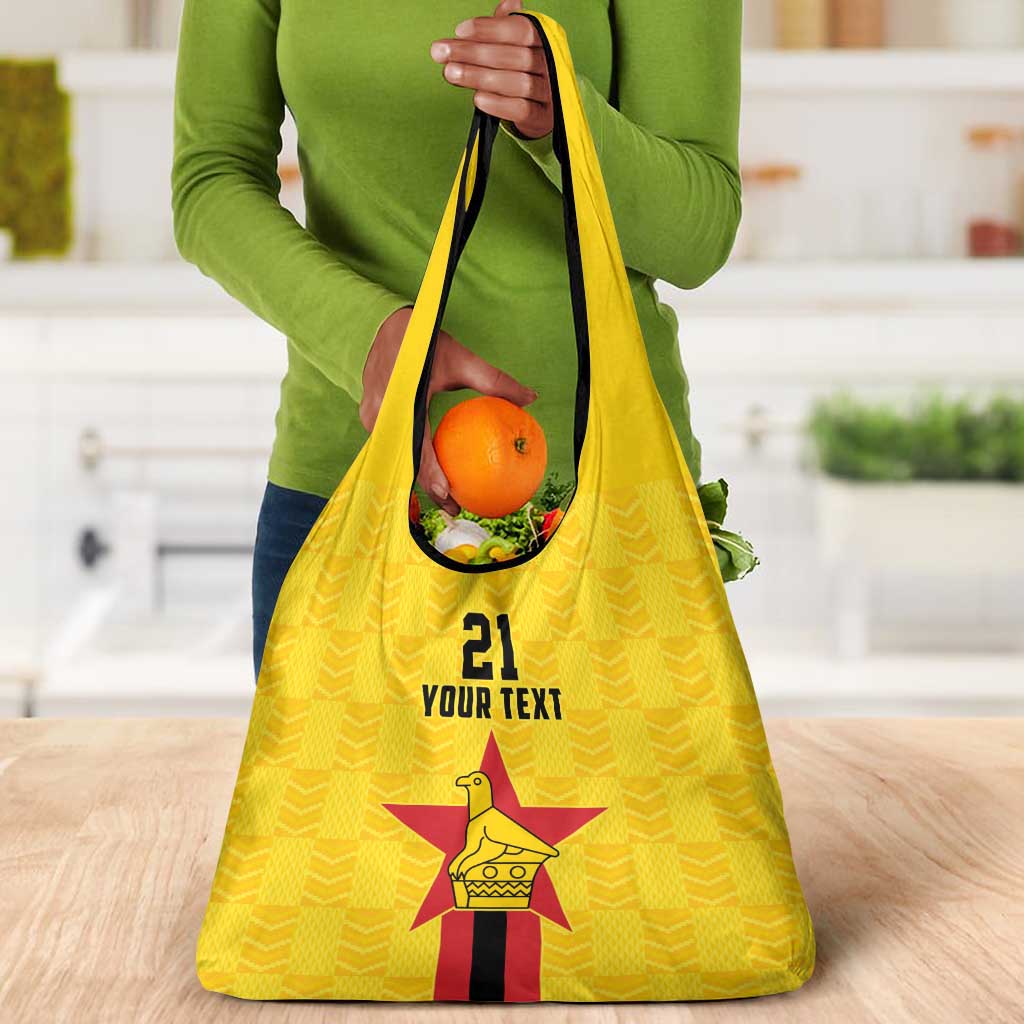 Custom Africa Football Zimbabwe Grocery Bag The Warriors with Zimbabwe Bird - African Pride