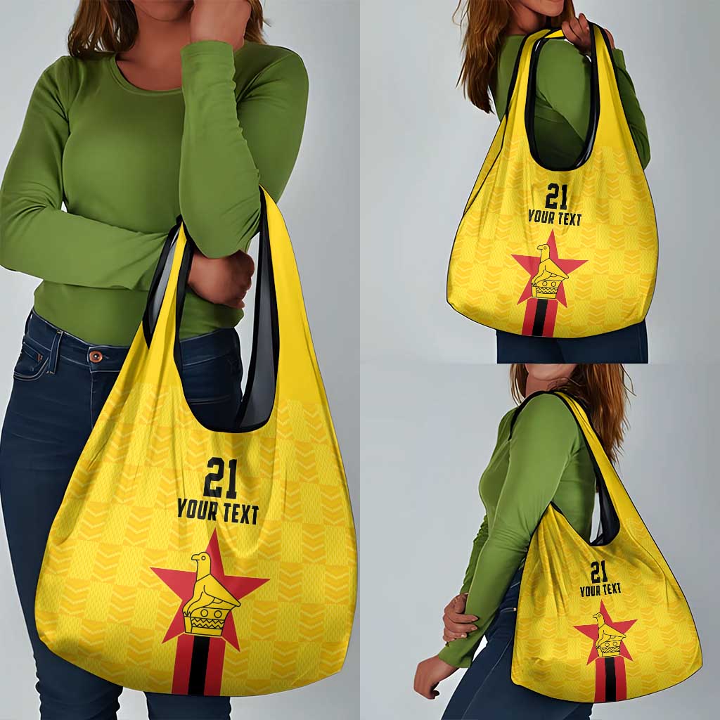 Custom Africa Football Zimbabwe Grocery Bag The Warriors with Zimbabwe Bird - African Pride
