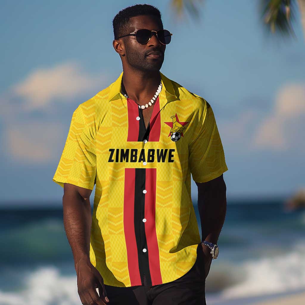 Custom Africa Football Zimbabwe Hawaiian Shirt The Warriors with Zimbabwe Bird - African Pride