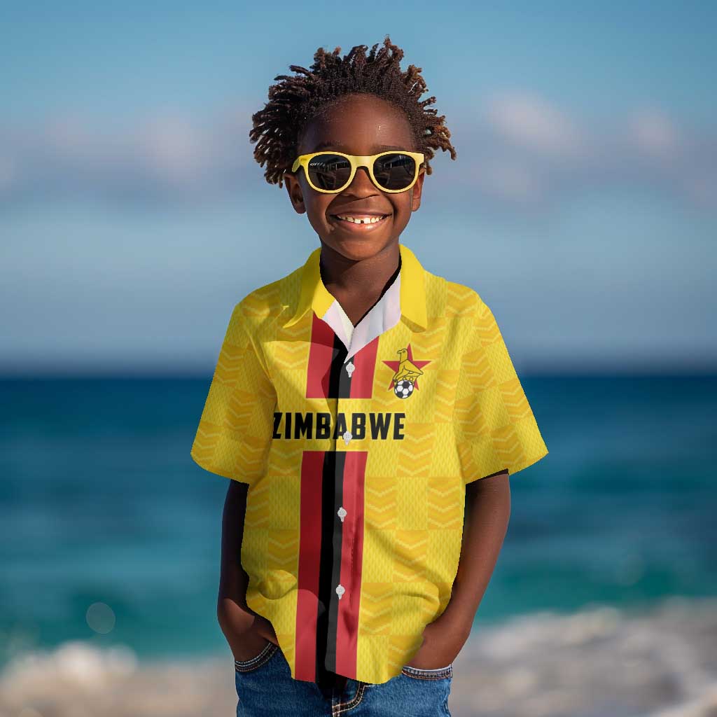 Custom Africa Football Zimbabwe Kid Hawaiian Shirt The Warriors with Zimbabwe Bird - African Pride