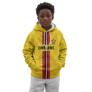 Custom Africa Football Zimbabwe Kid Hoodie The Warriors with Zimbabwe Bird - African Pride