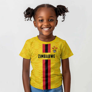 Custom Africa Football Zimbabwe Kid T shirt The Warriors with Zimbabwe Bird - African Pride
