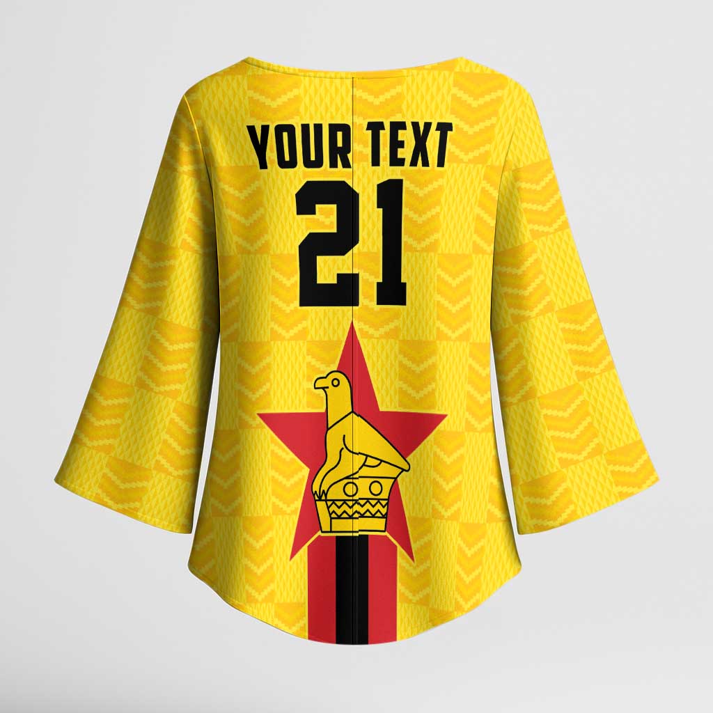Custom Africa Football Zimbabwe Kimono Sleeve Blouse The Warriors Zimbabwe Bird
