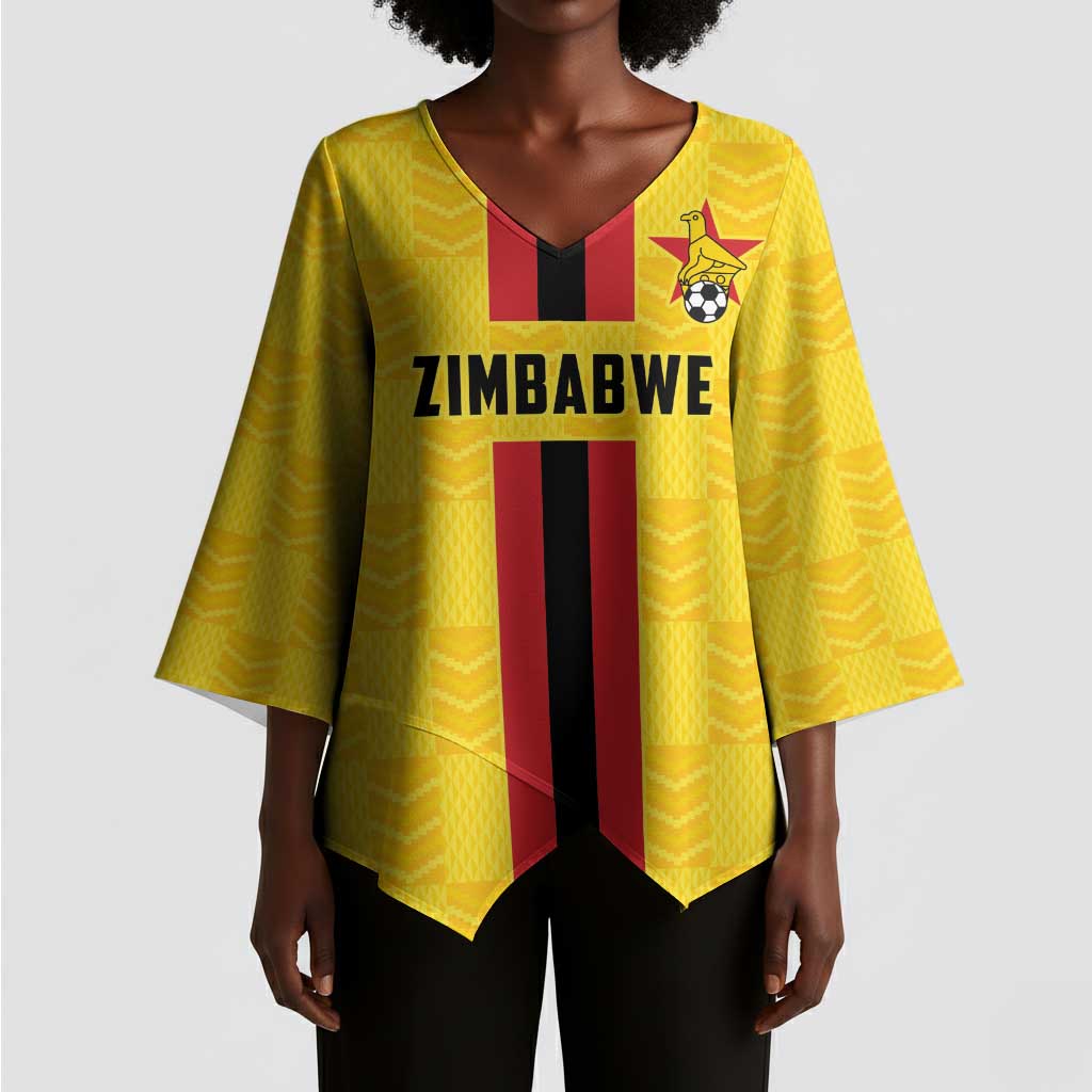 Custom Africa Football Zimbabwe Kimono Sleeve Blouse The Warriors Zimbabwe Bird