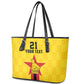 Custom Africa Football Zimbabwe Leather Tote Bag The Warriors with Zimbabwe Bird - African Pride