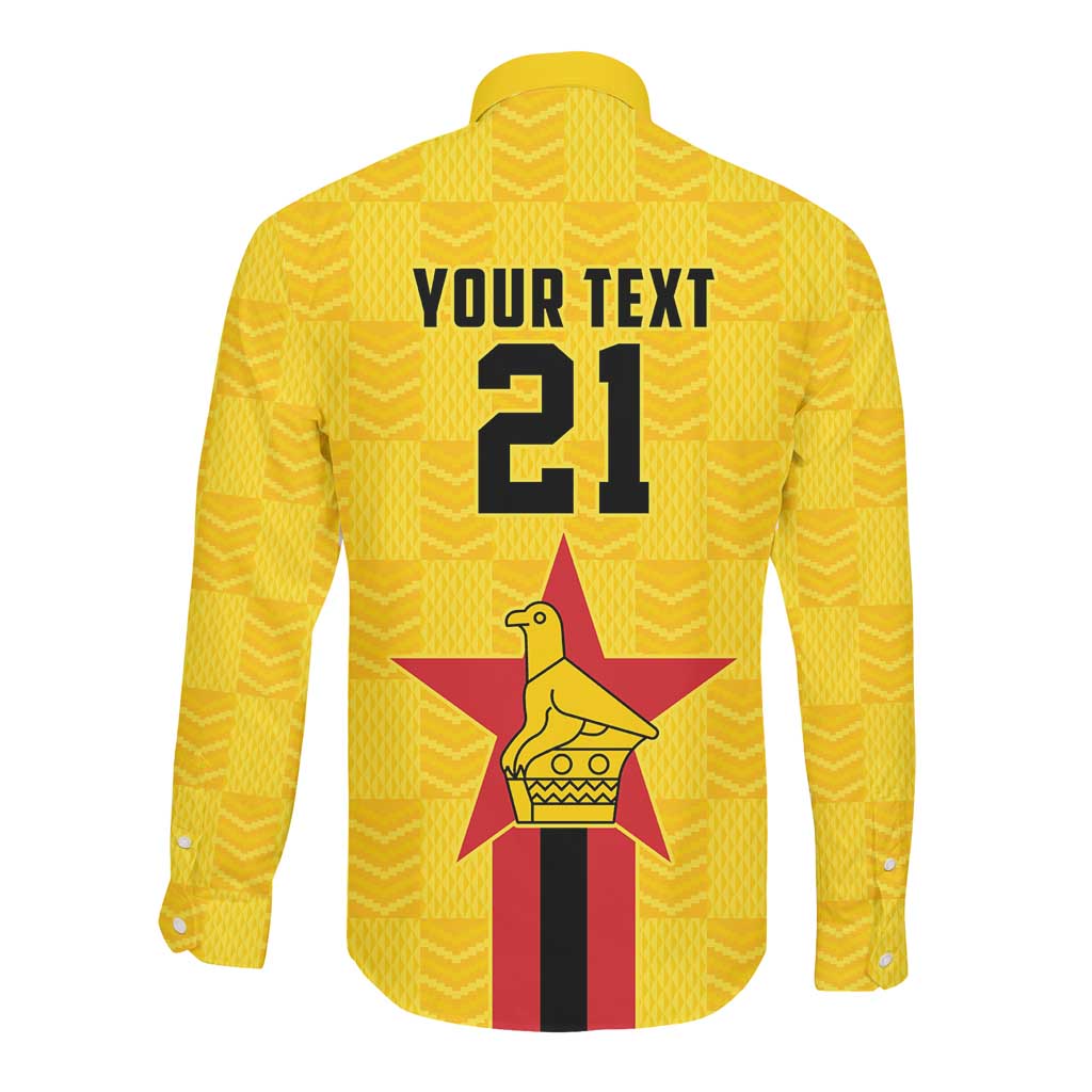 Custom Africa Football Zimbabwe Long Sleeve Button Shirt The Warriors with Zimbabwe Bird - African Pride