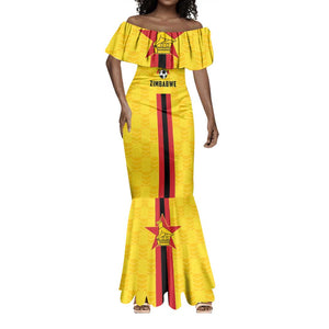 Custom Africa Football Zimbabwe Mermaid Dress The Warriors with Zimbabwe Bird - African Pride
