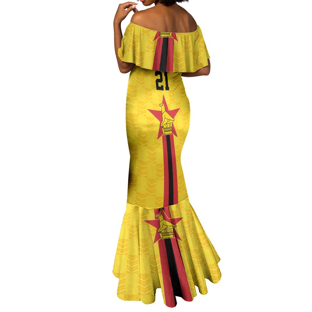 Custom Africa Football Zimbabwe Mermaid Dress The Warriors with Zimbabwe Bird - African Pride