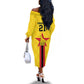 Custom Africa Football Zimbabwe Off The Shoulder Long Sleeve Dress The Warriors with Zimbabwe Bird - African Pride