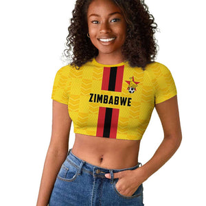 Custom Africa Football Zimbabwe Raglan Cropped T shirt The Warriors with Zimbabwe Bird - African Pride