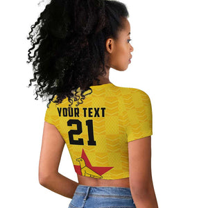 Custom Africa Football Zimbabwe Raglan Cropped T shirt The Warriors with Zimbabwe Bird - African Pride