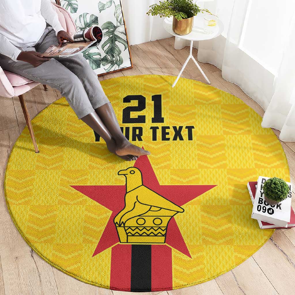 Custom Africa Football Zimbabwe Round Carpet The Warriors with Zimbabwe Bird - African Pride