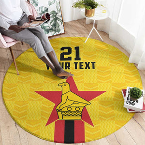 Custom Africa Football Zimbabwe Round Carpet The Warriors with Zimbabwe Bird - African Pride