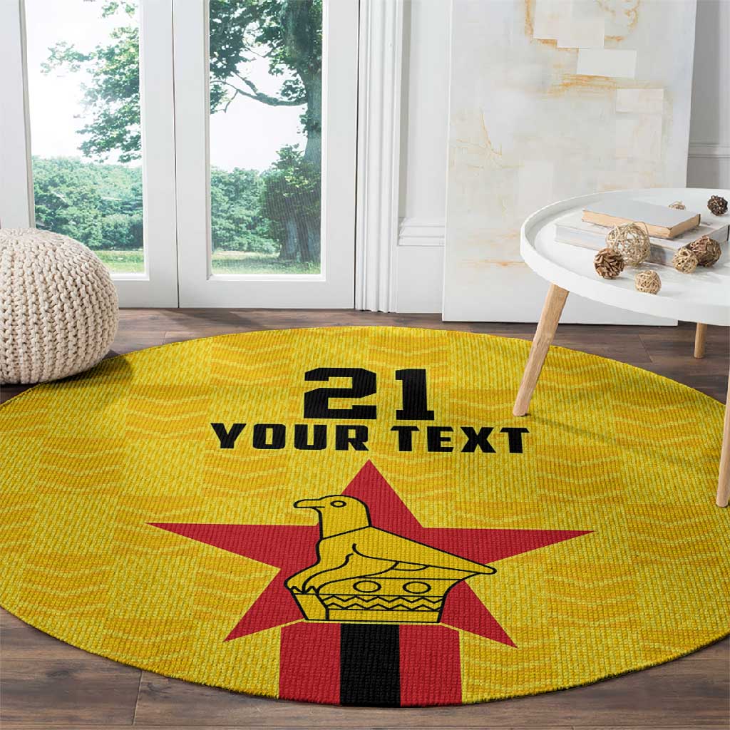 Custom Africa Football Zimbabwe Round Carpet The Warriors with Zimbabwe Bird - African Pride