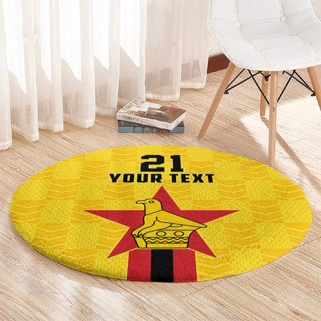Custom Africa Football Zimbabwe Round Carpet The Warriors with Zimbabwe Bird - African Pride