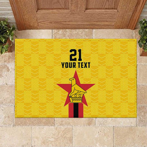 Custom Africa Football Zimbabwe Rubber Doormat The Warriors with Zimbabwe Bird - African Pride