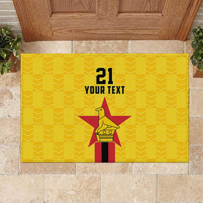 Custom Africa Football Zimbabwe Rubber Doormat The Warriors with Zimbabwe Bird - African Pride