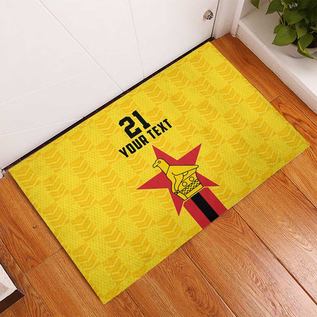 Custom Africa Football Zimbabwe Rubber Doormat The Warriors with Zimbabwe Bird - African Pride