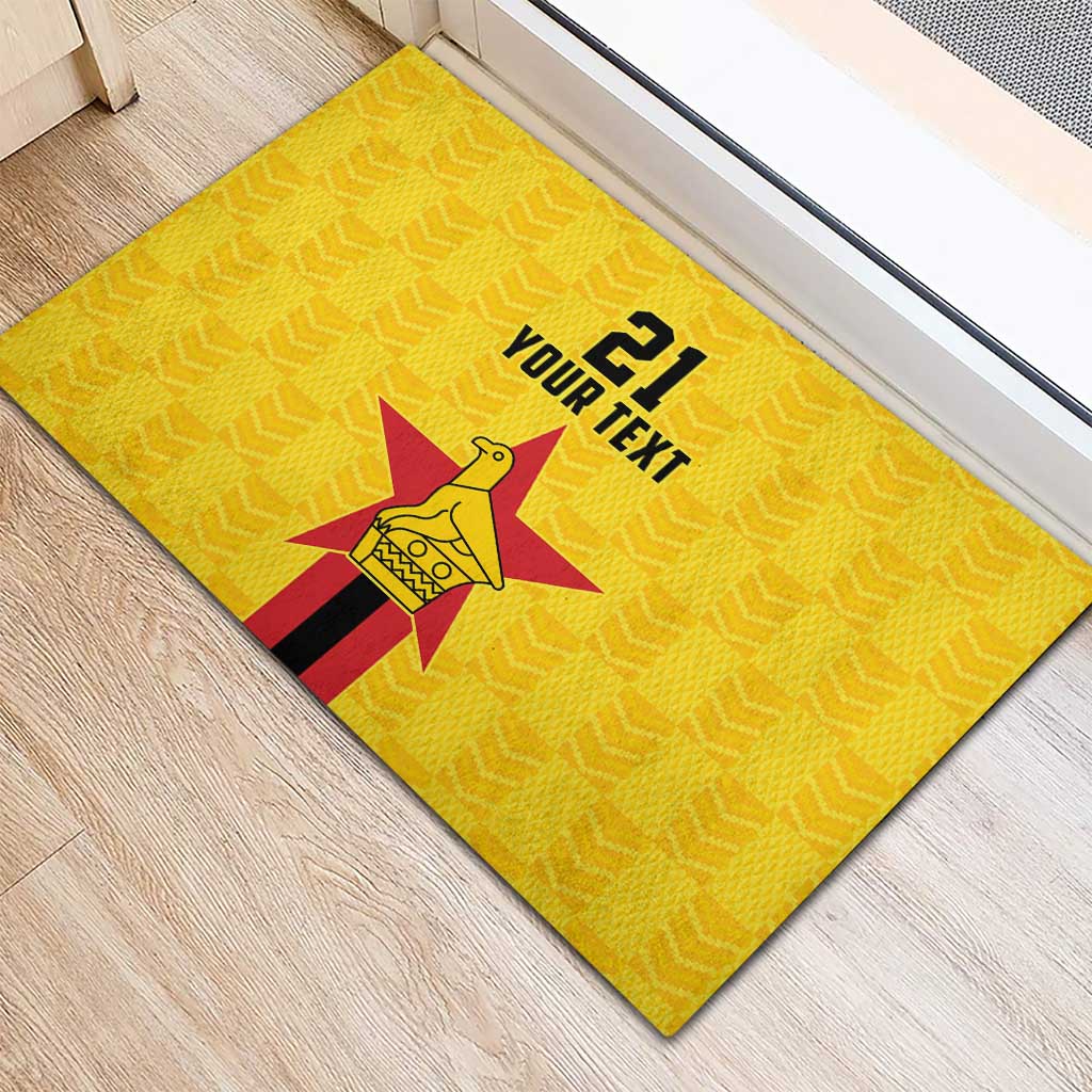 Custom Africa Football Zimbabwe Rubber Doormat The Warriors with Zimbabwe Bird - African Pride