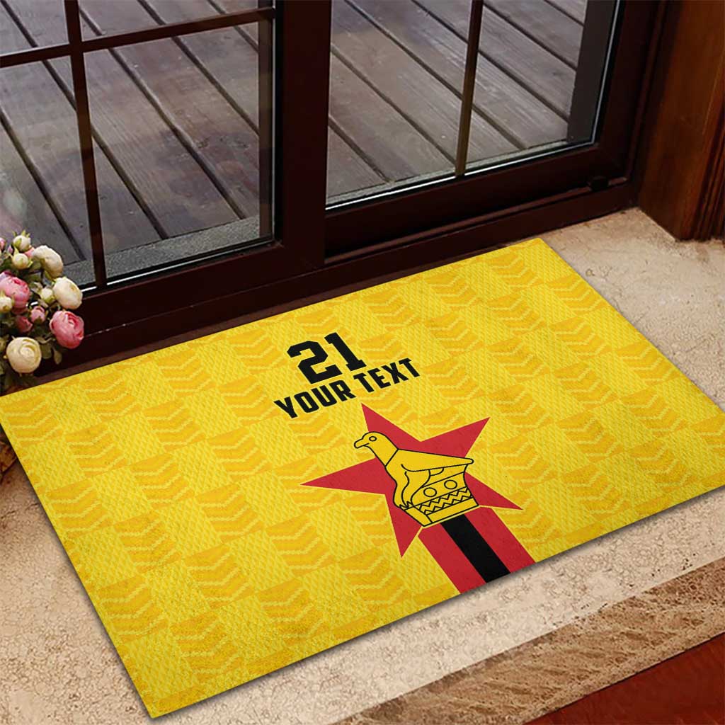 Custom Africa Football Zimbabwe Rubber Doormat The Warriors with Zimbabwe Bird - African Pride
