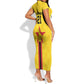 Custom Africa Football Zimbabwe Short Sleeve Bodycon Dress The Warriors with Zimbabwe Bird - African Pride