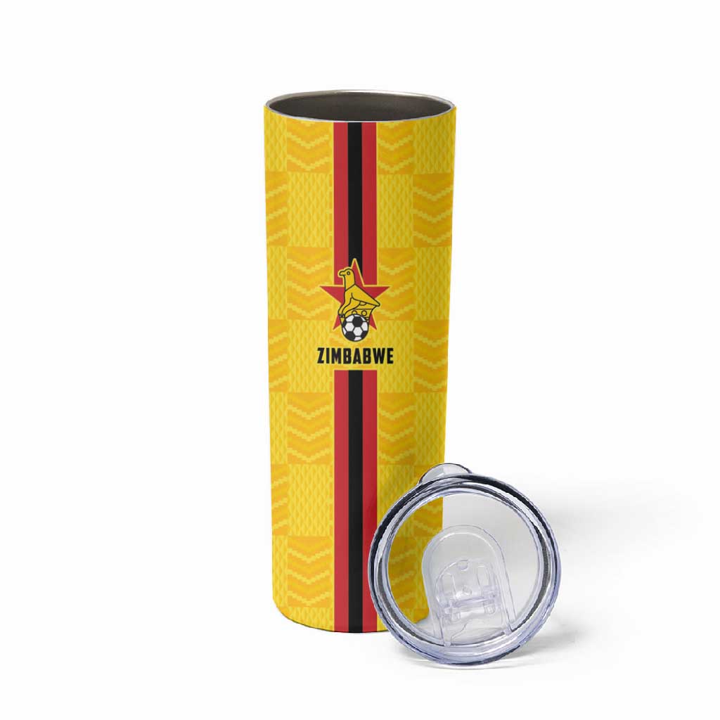 Custom Africa Football Zimbabwe Skinny Tumbler The Warriors with Zimbabwe Bird - African Pride