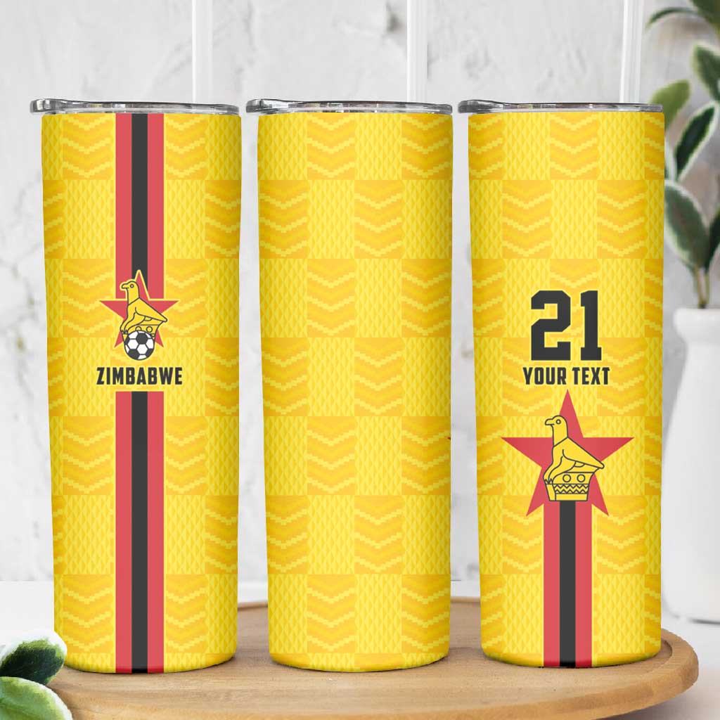 Custom Africa Football Zimbabwe Skinny Tumbler The Warriors with Zimbabwe Bird - African Pride
