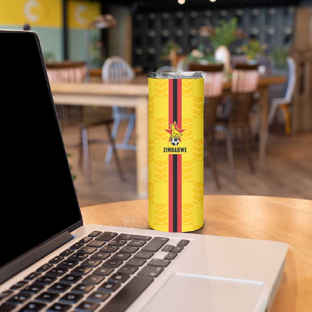 Custom Africa Football Zimbabwe Skinny Tumbler The Warriors with Zimbabwe Bird - African Pride