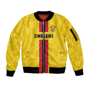 Custom Africa Football Zimbabwe Sleeve Zip Bomber Jacket The Warriors with Zimbabwe Bird - African Pride