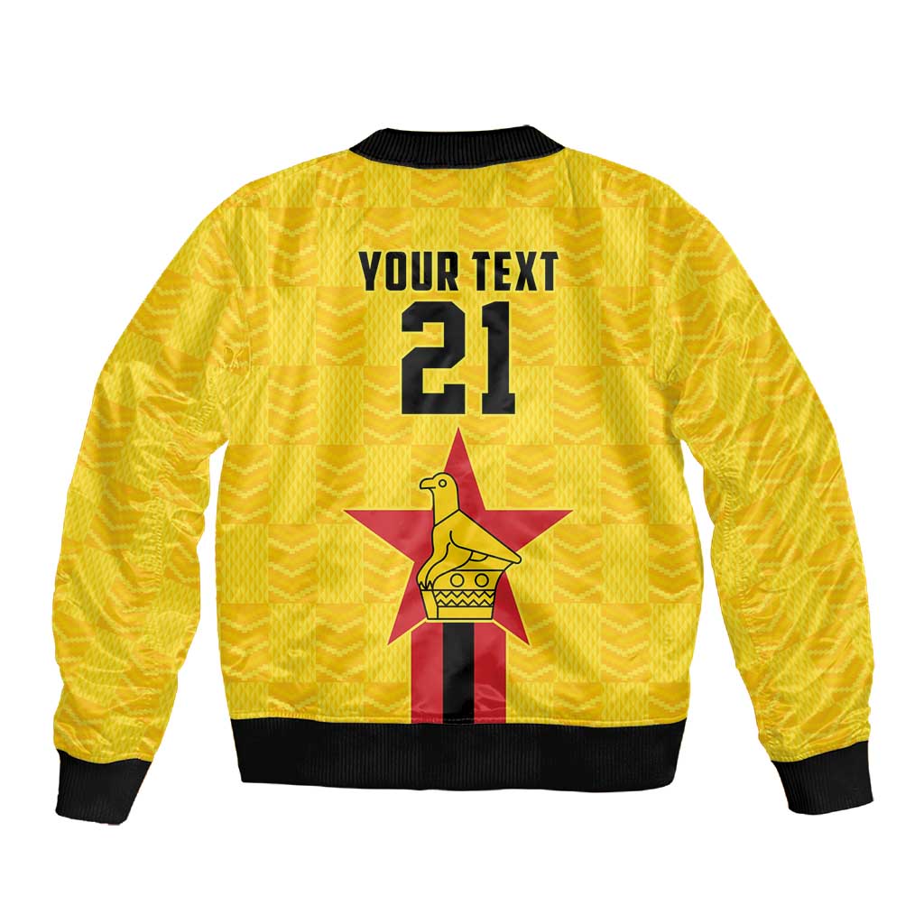Custom Africa Football Zimbabwe Sleeve Zip Bomber Jacket The Warriors with Zimbabwe Bird - African Pride