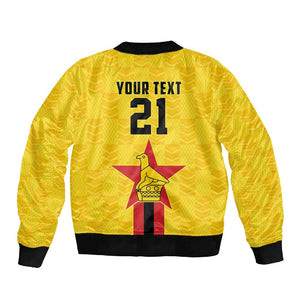 Custom Africa Football Zimbabwe Sleeve Zip Bomber Jacket The Warriors with Zimbabwe Bird - African Pride
