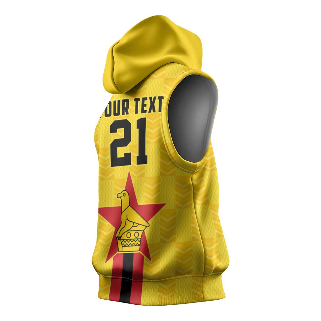 Custom Africa Football Zimbabwe Sleeveless Hoodie The Warriors with Zimbabwe Bird - African Pride