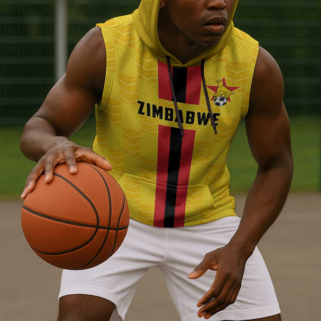 Custom Africa Football Zimbabwe Sleeveless Hoodie The Warriors with Zimbabwe Bird - African Pride