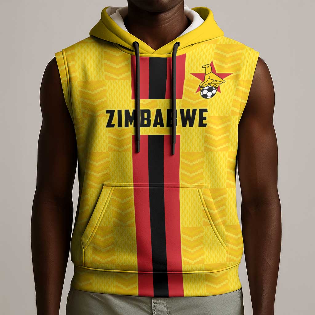 Custom Africa Football Zimbabwe Sleeveless Hoodie The Warriors with Zimbabwe Bird - African Pride