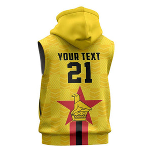 Custom Africa Football Zimbabwe Sleeveless Zip Hoodie The Warriors with Zimbabwe Bird - African Pride
